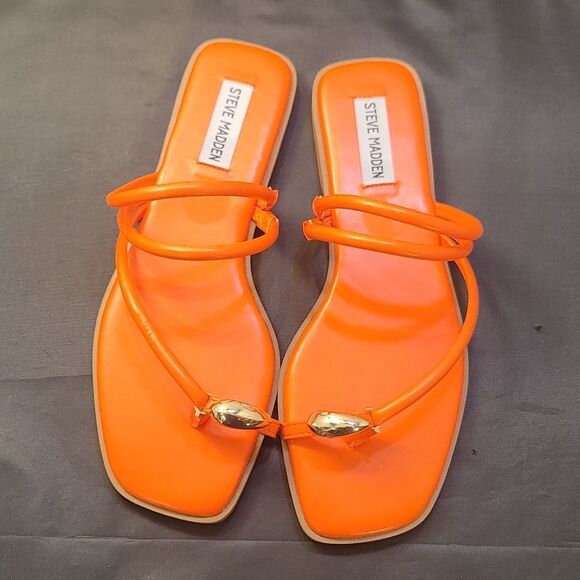BRAND NEW STEVE MADDEN VIBANT ORANGE WOMENS SANDAL S - Picture 14 of 16